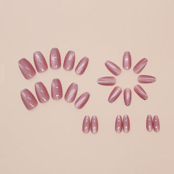 Shiny Pink - Press On Nail Set Of 24 - Free 24 Pcs Sticker Sheet Included