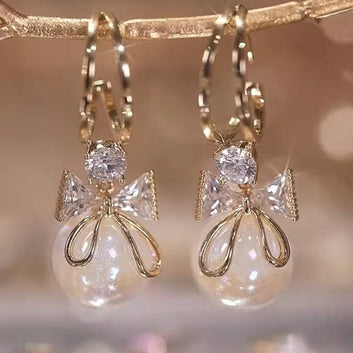 Bow Pearl Gold - Earring