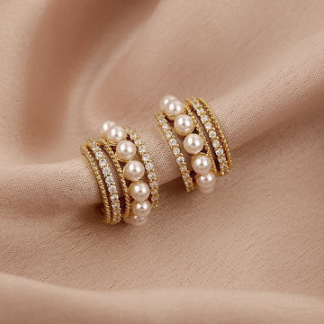 Pearl & Diamonds Circle Hoop - Earring
