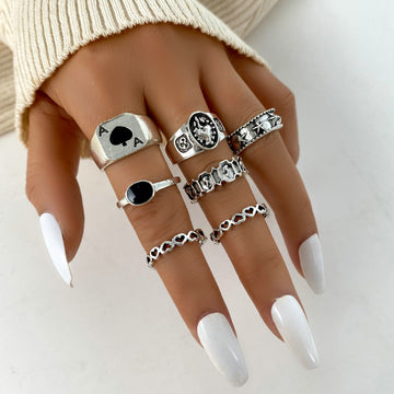 Vintage Silver - Ring Set Of 7