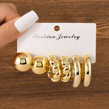Gold Foil Series Hoop - Earrings Set Style 3