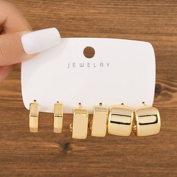 Gold Foil Series Hoop - Earrings Set Style 5