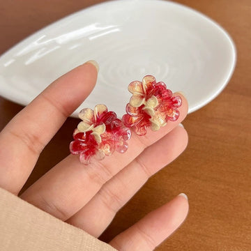 Red Acrylic Flowers - Earring