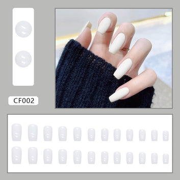 Pure White - Press On Nail Set Of 24 - Free 24 Pcs Sticker Sheet Included