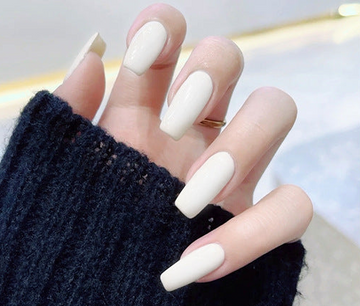Pure White - Press On Nail Set Of 24 - Free 24 Pcs Sticker Sheet Included