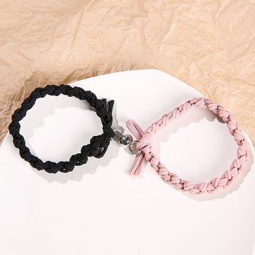 Black & Pink Elastic Magnetic - Bracelet Set