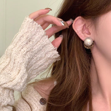 Classy Pearl & leopard Print - Earring