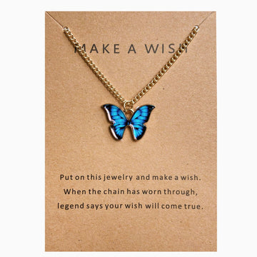 Blue Butterfly Gold - Necklace