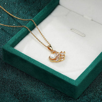 Pearly Swan Gold - Necklace