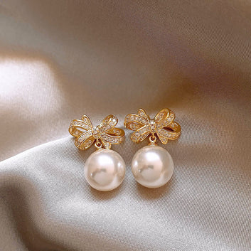 Pearl & Bow Gold - Earring
