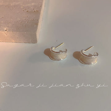 White Marbled - Earring