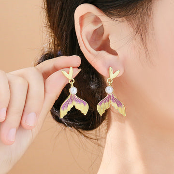 Gold Heart & Mermaid - Earring