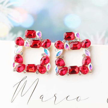 Square Glass Multi Dimond - Earring Style 9
