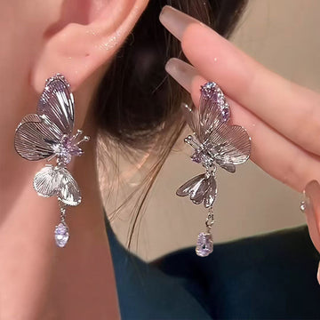 Diamond & Silver Butterfly - Earring