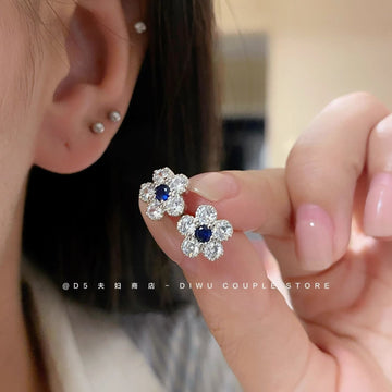 Flash Blue Flower Silver - Earring