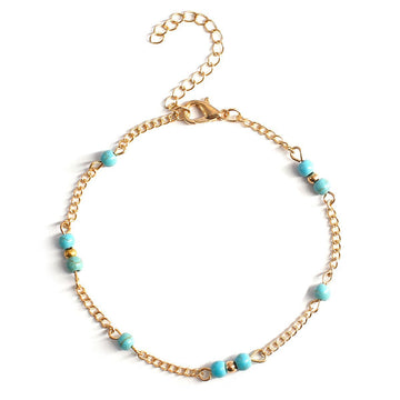 Turquoise Stone Gold - Anklet