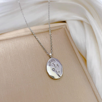 Silver Plated Rose - Necklace