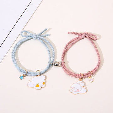 Cute Dog & Rabbit Blue & Pink - Bracelet Set
