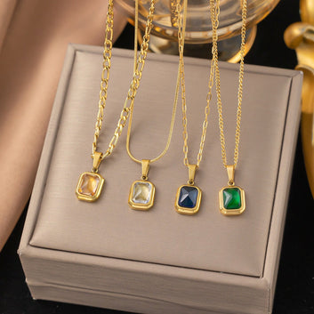 Blue Diamond Square - Necklace