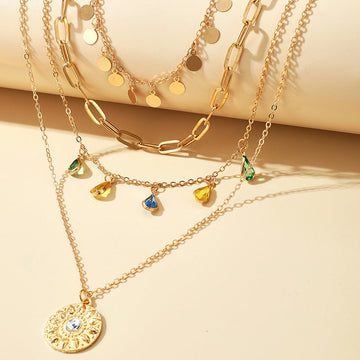 4 Layered Classy Raindrop Gold - Necklace