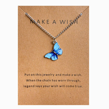 Blue Butterfly Silver - Necklace