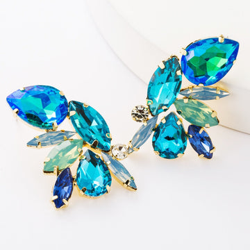 Blue Crystal Leaf - Earring