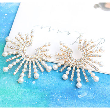 Pearl & Diamond Sunflower Large - Earring