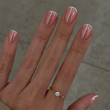 Pink & White - Press On Nail Set Of 24 - Free Nail Kit Included