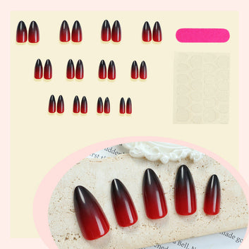 Red & Black Shade - Press On Nail Set Of 24 - Free Nail Kit Included