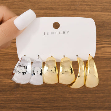 Gold & Silver Foil Series Hoop - Earrings Set Style 1
