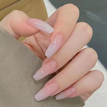 Pastel Pink - Press On Nail Set Of 24 - Free 24 Pcs Sticker Sheet Included