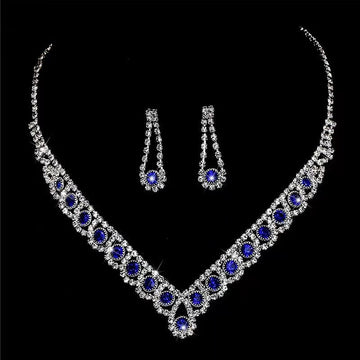 Blue & Crystal Diamonds Silver - Jewelry Set Of 2