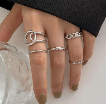 Classy Silver Foil - Ring Set Of 5
