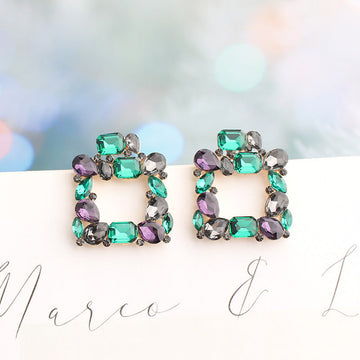 Square Glass Multi Dimond - Earring Style 3