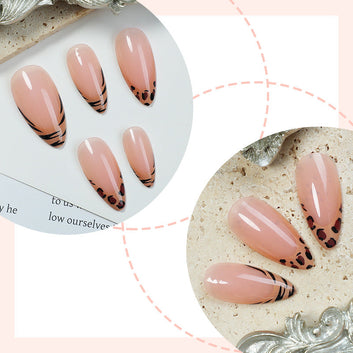 Leopard Print Peachy Pink - Press On Nail Set Of 24 - Free Nail Kit Included