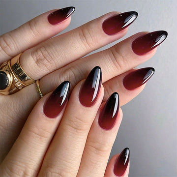 Red & Black Shade - Press On Nail Set Of 24 - Free Nail Kit Included