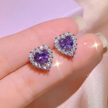Heart Purple Dimond - Earring