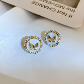 Butterfly Gold Round Diamonds - Earring