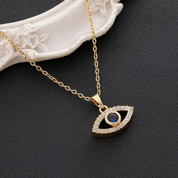 Evil Eye Navy Blue Stone - Necklace