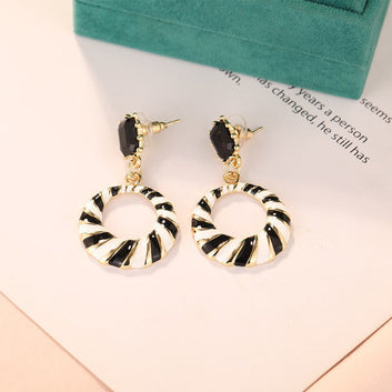 Black & White Stripe - Earring