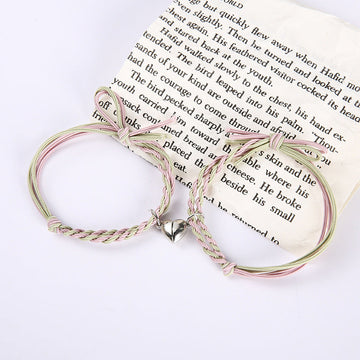 Pink & Green Mix Magnetic Heart - Bracelet Set