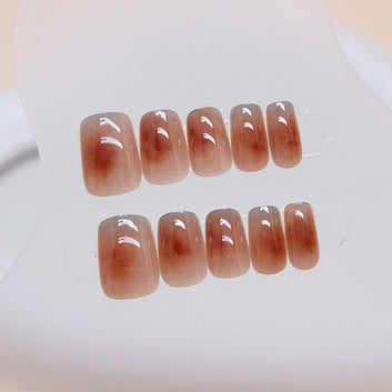 Amber Coffee - Press On Nail Set Of 24 - Free 24 Pcs Sticker Sheet Included