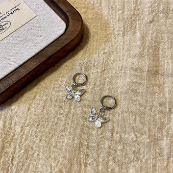 Retro Silver Butterfly - Earring