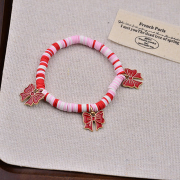 Bow Charms Pink & Red Beads - Bracelet