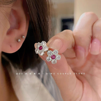 Flash Pink Flower Silver - Earring