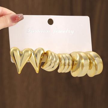 Gold Foil Series Hoop - Earrings Set Style 18