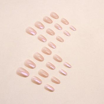 Peachy Glitter - Press On Nail Set Of 24 - Free 24 Pcs Sticker Sheet Included