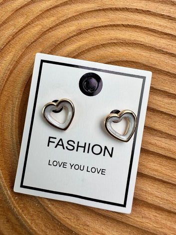 Heart Gold White - Earring