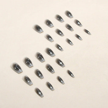 Sparkle Star & Moon Night - Press On Nail Set Of 24 - Free 24 Pcs Sticker Sheet Included