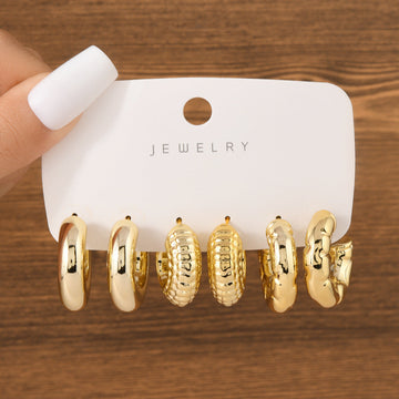 Gold Foil Series Hoop - Earrings Set Style 11